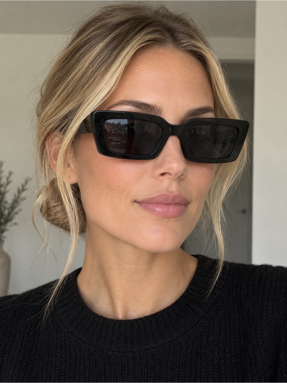 Diff Eyewear Black Rectangular Sunglasses with Sephora